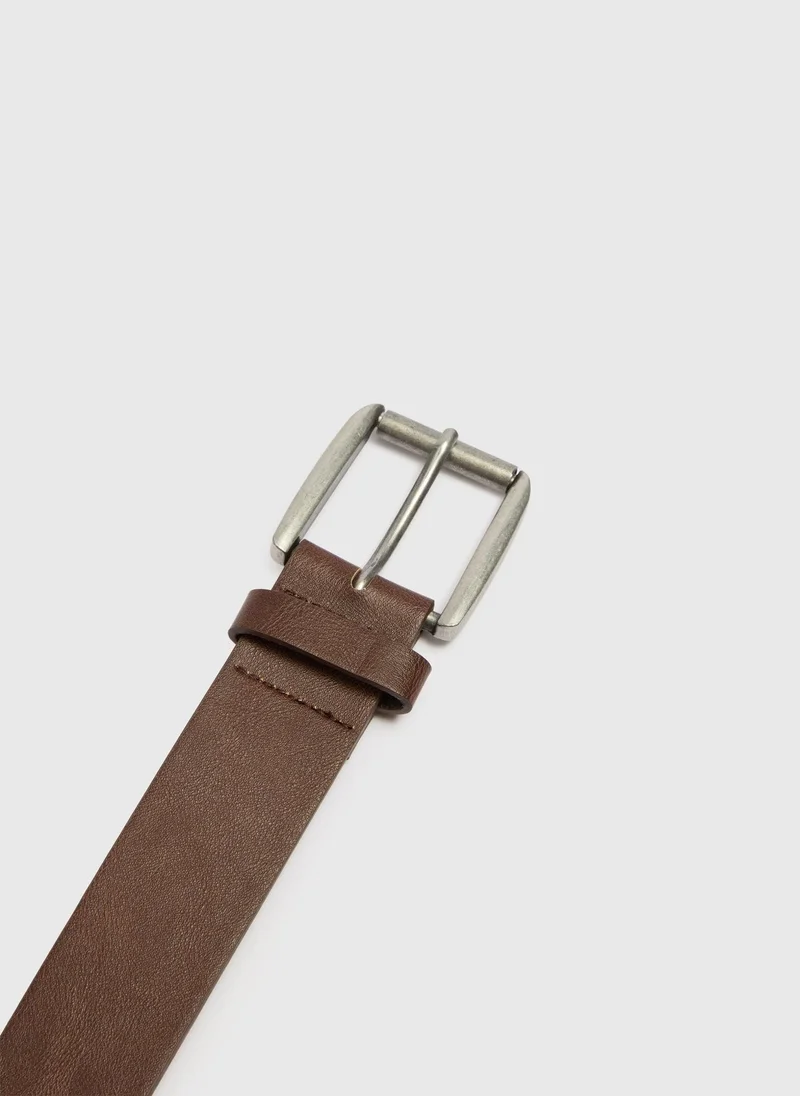 ماتلان Brown Faux Leather Jeans Belt